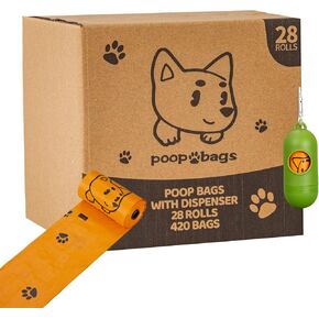 أكياس أنبوب الكلب لفات مع موزع ، وأكياس نفايات قوية ومقاومة للتسرب للحيوانات الأليفة ، المعطرة الأزهار ، 420 عدد (28 حزمة من 15) ، 13 بوصة × 9 بوصة (khaki) in Kuwait