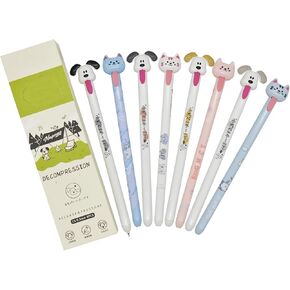 Maydahui 24 Pcs Fun Cat Dog Tongue-out Pens Release Pressure Pens Cute Cat Dog Gel Pens Novelty Animal Pens Black Ink for Dog Cat Lovers Shcool Office Supplies Party