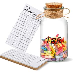 TBR Jar Book Lovers Gifts Set, to Be Read Jar with Book Tracker Bookmark, Bookish Gift for Bookworms Book Club and Aspiring Readers,Funny Reading Accessories to Choose Your Next Book