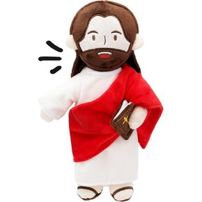 Jesus Plush Speaks 20 of Jesus' Bible Verses and 3 of Bible Music Jesus Doll Stuffed Animal to Teach Suitable for Church Sunday School Religious Easter (RED)