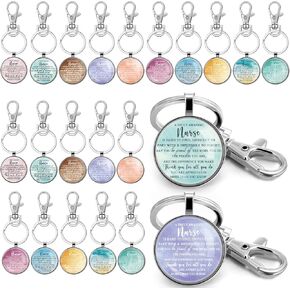 Wesiti 20 Pcs Appreciation Nurse Keychain Gifts Bulk Nursing Gifts for Nurses Women Encouragement Nurse Keychains Nursing Student Gifts for Christmas Thanksgiving Doctor Practitioner Party Favors