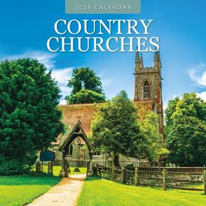 Red Robin 2025 Country Churches Monthly Wall Calendar | 12" x 24" Open | Premium Thick & Sturdy Paper | Hangable 12 Month Calendar | Plastic Free | 4 Month Transition Page for 2024