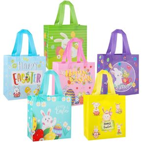 أكياس هدايا عيد الفصح ， 6pcs حقائب عيد الفصح مع مقابض ， أكياس هدايا عيد الفصح السعيدة للأطفال ， حقائب عيد الفصح غير القابلة لإعادة الاستخدام غير القابلة لإعادة الاستخدام ， Egg Hunt Game Faster Holiday Supplies