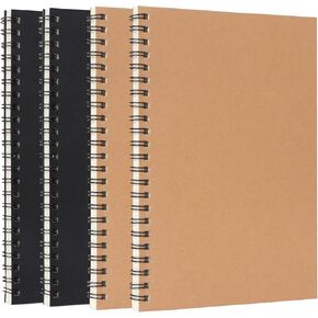 ColorLife A5 SPOOND 4 BACK KRAFT COVER محكم المجلات المحكم 7.9 "× 5.5" دفتر المجلات المبطنة 58 ورقة / 116 صفحات لمكتب الطالب المدرسي اللوازم السوداء