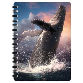 3D Livelife Jotter - حوت القفز من Deluxebase. دفتر حلزوني 3D المحيط العدسي 6x4 مع صفحات ورقية معاد تدويرها. عمل فني مرخص من الفنان الشهير ديفيد بينفوند