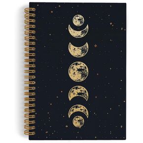 دفتر ملاحظات حلزوني مرحلة القمر القوطية ، دفتر مجلة مجلة Witchy Moon Stars ، دفاتر جولت سوداء ذهبية للعمل المدرسي ، مجلة القمر ، الهدايا المكتبية الساحرة للنساء ، 5.5 × 8.3 بوصة