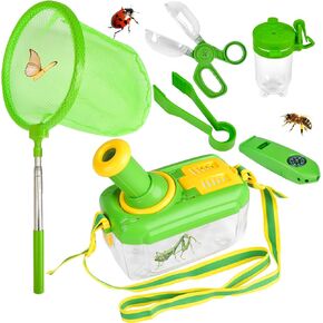 6PCS Bug Catching Kit, Bug Catcher for Kids Includes Insect Box, 3-in-1 Explorer Tools, Extendable Net, Insect Catcher, Bug Box & Tweezer, Outdoor Explorer Kit Camping Toys for Kids Age 3-8 Boys Girls