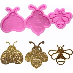 Shiny Glossy Cute Bee Style Shape Silicone Molds for DIY Craft Keychain Polymer Clay Mold Epoxy Pendant Resin Crafting Making Backpack Cake Decor Fondant Mould