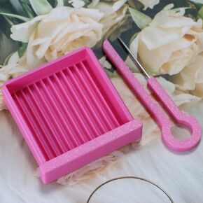 PIAOLGYI Fuse Bead Single Needle Tweezer & Aligner Tray Set,Fuse Bead Sorting Tray（9 CM） (Pink)