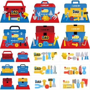 Wenqik 30 يضع مجموعة حرفة عيد الأب للأطفال أحب والدي لأن الحرفة تصنع الحرف الخاصة بك DIY DIY Bovy's Toolbox Craft Bulk لعيد الأب أنشطة الفصل الدراسي للمنزل