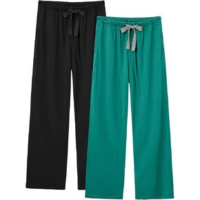 COLORFULLEAF 100% Cotton Men's Pajama Bottoms Lightweight Sleep Lounge pj Pants with Pockets Elastic Waistband Button Fly