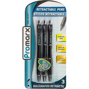 Promarx Gel Clix أقلام قابلة للسحب مع قبضة الراحة ، 0.7 مم ، حبر أسود ، حزمة 3 (GA01-KP7B02-48)