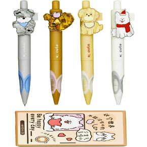 Maydahui 8 PCS Mini Dog Clip Pens القابلة للسحب قصيرة الحجم الصغير حجم الجيب اللطيف جرو هلام أقل 0.5 مم قبضة حبر أسود لمحفظة دفتر الكلاب.