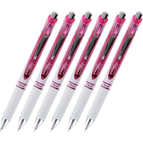 Pentel EnerGel Deluxe RTX Pearl Retractable Rollerball Gel Pen, 0.7mm, Medium Point, Pink Bundle of 6 (BL77PWP)