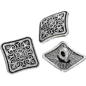 Pepperlonely Brand 50pc أزرار المعادن خياطة مربعة زهرة فضية مربعة نحت 13 مم × 13 مم (4/8 × 4/8)