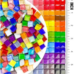 Mosaic Tiles for Crafts Kits: LATIIZ Bulk 260 Pieces Sparkly Glitter 0.4inch Square Mini Ceramic Tiles Beads - DIY Mosaic Art Projects Coasters Vase Lamp Candle Holder Frame Decor Supplies for Adults