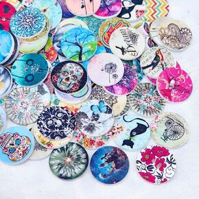 Libiline 100pcs 20/25/30mm mix pattern buttons 4 roles craft craft lefrice button (25 mm (1 ") ، multi-color)