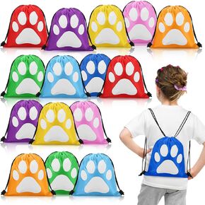 eccliy 24 pcs paw print pray backprack backpack facs paw bags cute puppy string facs form party forme gome goy goyes treat backpack for party travel favors kids