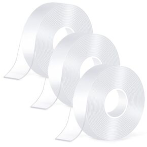 Double Sided Tape Heavy Duty,(19.69 FT,2Rolls) Strong Nano Tape Double Sided Mounting Tape,Multipurpose Clear Adhesive Tape Picture Hanging Strips,Removable Sticky Tape for Poster Walls Decor Carpet