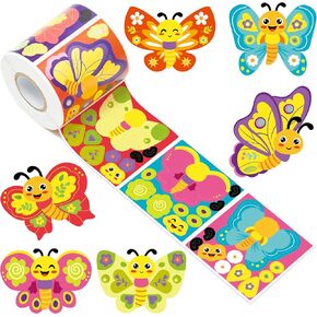 ملصقات Haooryx DIY Butterfly Kids ' - 300pcs Hello Spring Self -admansive butterly stands loll make myour hift wabl mix and mtach giftwrap reeting card waterbottle scrapbook journal journal