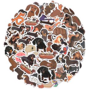 60 PCS لطيف ملصقات الكلب dachshund حزمة الكلاب مضحكة ملصقات لزجاجات المياه مقاوم للماء ألصقات الكلاب