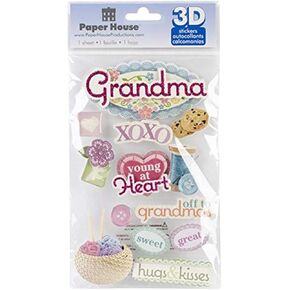 Paper House Productions STDM-0194E 3D Cardstock Stickers, Grandma (3-Pack)