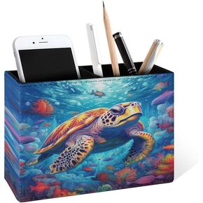 Pen Holder Pencil Holder for Desk Two Fire Dragon PU Leather Pens Pencils Holder Cup Desktop Desk Pencil Pen Organizer Makeup Brush Holder for Office School Home