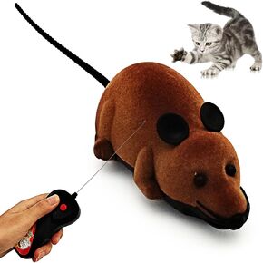 Tipmant Cute RC Mice Radio Remote Control Rat Animal Electric Car Vehicle for Pet Cat Dog Teaser Prank Toy Realistic Kids Birthday Christmas (Dark Grey)
