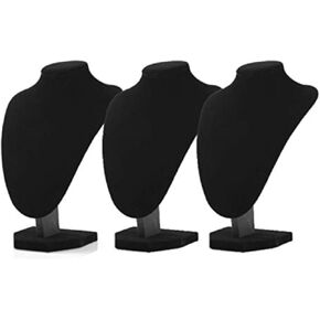 3pcs/pack 9" Black Velvet Necklace Holder Stand Chain Holder Display Show Medium Size Mannequin Bust Home Organisation Jewelry Stand