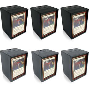 6-Pack MTG Commander Deck Box Bundle - Fits 600 Double-Sleeved Cards for TCG 3 Black & 3 Gray Durable Storage with Magnetic Closure