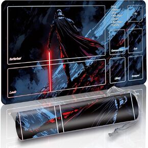 MTG DND Play Mat Game حصيرة-سطح سميك عالي الكثافة عالي الكثافة ، حواف معززة مخيمة لـ Magic Playmats ، DND Tabletop RPG ، TCG Card Games (New Black)