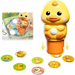 300PCS Little Yellow Duck Removable Stickers, Mini Activity Pad and Sticker Stamper, Best Toys to Keep Toddlers Busy, Suitable as Gift for Boys and Girls 3+