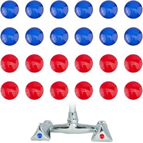 SUPERFINDINGS 40Pcs Hot and Cold Water Stickers Self Stick Hot and Cold Water Label Waterproof Faucet Label Stickers PVC Water Temperature Tips Stickers for Bathroom Kitchen 35mm