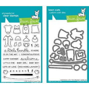 Lawn Fawn Little Bundle Clear Clear and Die Set - يشمل كل واحد من LF1127 Stamp & LF1128 Die - حزمة 2