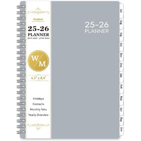 Planner 2025-2026 - 2025-2026 Planner from July 2025 - June 2026, Academic Planner 2025-2026 Weekly & Monthly Spreads, 6.25" x 8.3", 12 Monthly Tabs, Strong Twin-Wire Binding