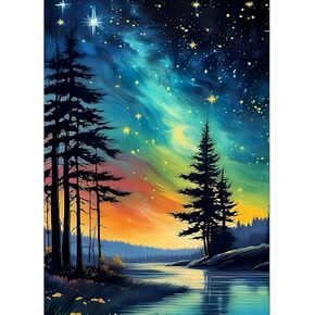 GDYEEH DIY 5D Starry Night Miamond Art Kits ، Forse Full Round Drill Parkling Diamond Painting Picture ، Nightsky Diamond Art Kits Craft for البالغين المبتدئين ، ديكور الجدار المنزلي 12x16inch