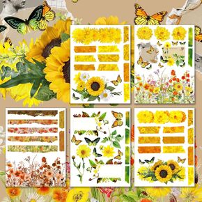 Decoupage Paper Pack (15 Sheets 8"x11") Bright Summer Flowers and Butterflies HANATABA Vintage Art Deco Styled Ephemera Pictures for Decoupage Craft and Scrapbooking