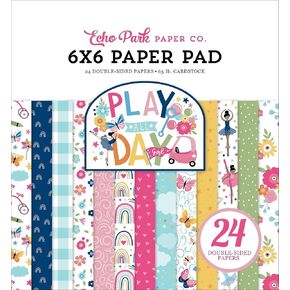 Echo Park Paper Company Play All Day Girl 6x6 Paper Pad, White