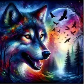 stglcr Wolf Diamond Painting kits للبالغين ، طلاء القمر DIY بأرقام للبالغين المبتدئين ، DIY Full Drill Forest Bird Dits Phots Picture Arts Craft for Home Wall Art Decor