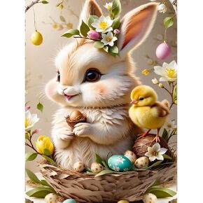 Canrichshop Diamond Art Painting Kits for Adults,Easter Eggs Diamond Painting Kits for Beginners,5D Round Full Drill Gem Art for Home Wall Decor 12X16 inch