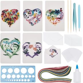 WEBEEDY 20 Sets Paper Quilling Kit for Adults Beginners DIY Heart Quilling Greeting Card Making Kit with Instruction DIY Unique Card for Valentine's Day Birthday,Holiday,New Year's Day,Thanksgiving