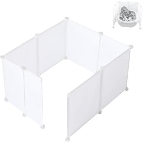 Pet Litter Box Enclosure Splash Guard with Mat,DIY Extra Large Cat Litter Box Shields for Open Top Litter Pan.Small Animal Pen for Hamsters, Guinea Pig，etc. (White 9PCS, X-Large)