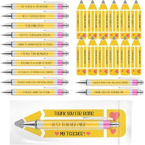 12 Pack Teacher Appreciation Gifts Include Teacher's Appreciation Record Cards Glitter Ballpoint Pen Self Adhesive Glue Plastic Bags for Teacher's Day Back to School Gift