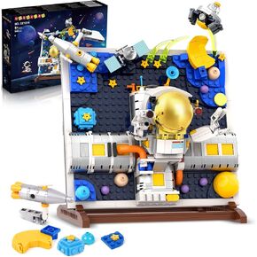 Hogokids Space Building Toys for Kids - 540 PCS Building Building Build With Stand ، Freach Pace Paint Frame for Children's Room Décor ، Easter Gift for Boys Girls Age 6 7 8 9 10 years