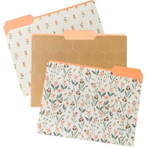 Steel Mill & Co Cute File Folders, Set of 9, Document Organizer for Filing Cabinet, Decorative Letter Size Files, Bees