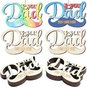 24Pcs I Love You DAD Unfinished Wood Crafts, Best DAD Crafts DAD Cutouts Gift Wooden Tags Wooden Letters Ornaments Happy Fathers Day Crafts for Kids Party Decor Classroom Kindergarten Gift Activities