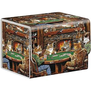 حل تخزين بطاقة MTG - مربع البطاقة وأجهزة Commander ، أكمام بطاقة أنيمي عالية السعة لـ Deck Box ، مجموعة من القطط التي تلعب لعبة البوكر