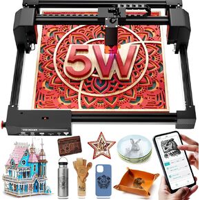 Laser Engraving Machine, Woxcker L2 5.5W Laser Engraver, CNC Engraving Machine 0.01mm High Precision 6 Major Protection for Wood Stainless Steel Glass Acrylic, etc.