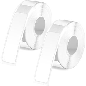 2 Rolls Label Maker Tape for Phomemo D30 ، 1.57 × 0.55 بوصة شريط لاصق ذاتي ملصقات الورق الحراري المضاد للماء الملصقات الحرارية لمستلزمات المدرسة المنزلية (أبيض)