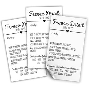 Freeze Dried Candy Labels Stickers for Bags Write in Candy | 250 pc Roll 2x3.5" Size Holographic Bags Ingredient Label Dehydrated Allergy Warning